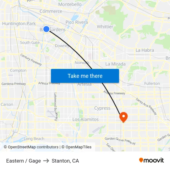 Eastern / Gage to Stanton, CA map