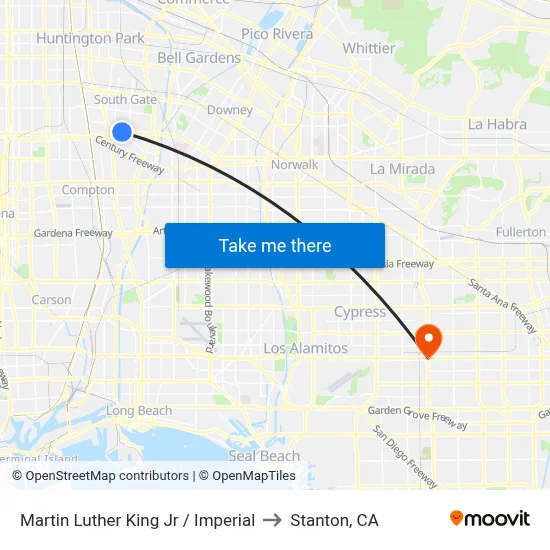 Martin Luther King Jr / Imperial to Stanton, CA map