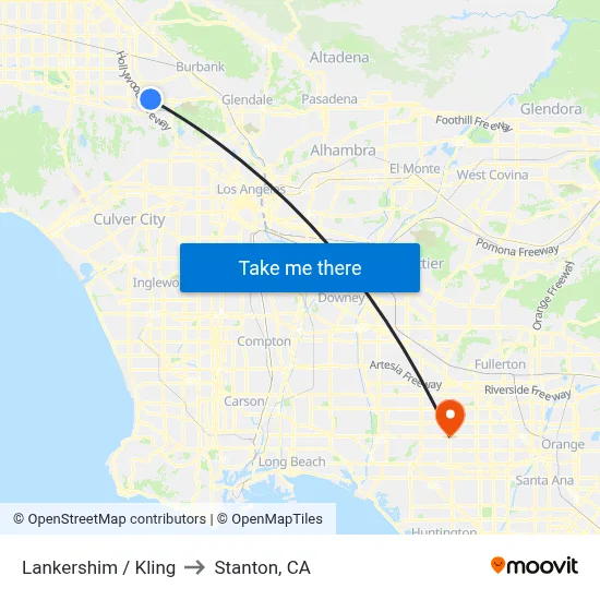 Lankershim / Kling to Stanton, CA map