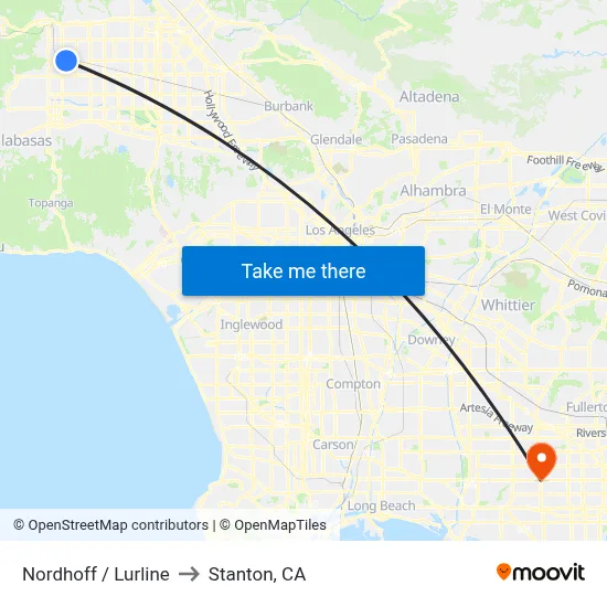 Nordhoff / Lurline to Stanton, CA map