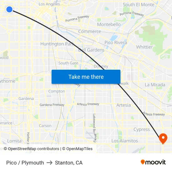 Pico / Plymouth to Stanton, CA map