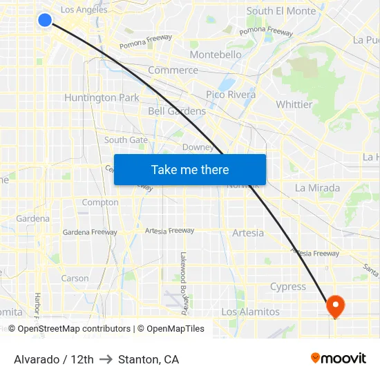 Alvarado / 12th to Stanton, CA map
