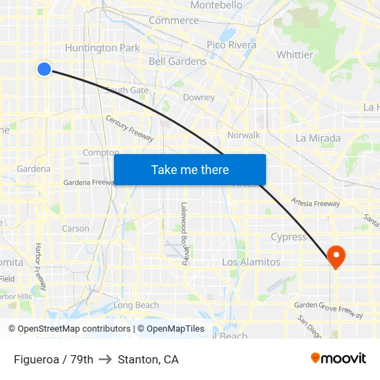 Figueroa / 79th to Stanton, CA map