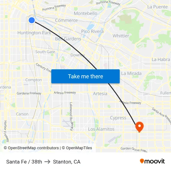 Santa Fe / 38th to Stanton, CA map