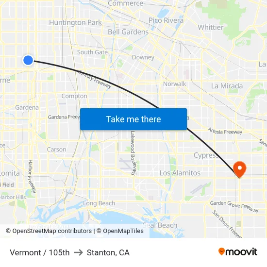 Vermont / 105th to Stanton, CA map