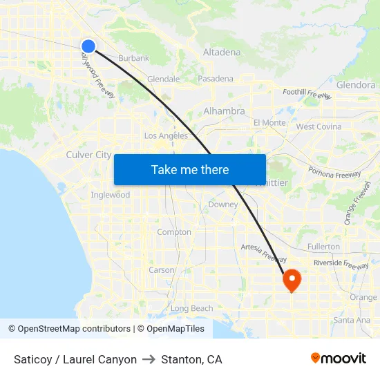 Saticoy / Laurel Canyon to Stanton, CA map