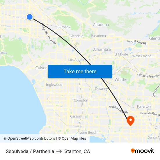 Sepulveda / Parthenia to Stanton, CA map