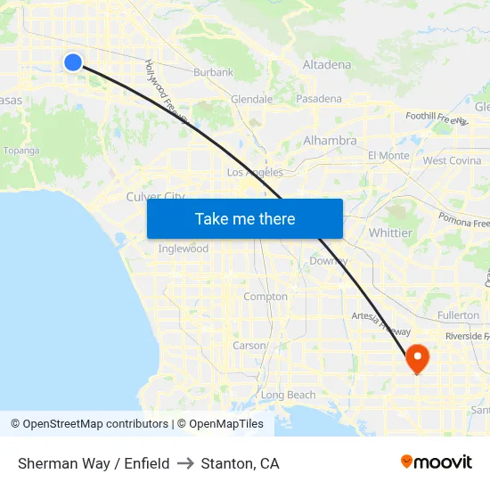 Sherman Way / Enfield to Stanton, CA map