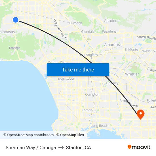 Sherman Way / Canoga to Stanton, CA map