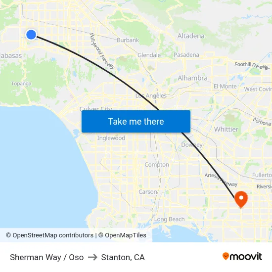Sherman Way / Oso to Stanton, CA map
