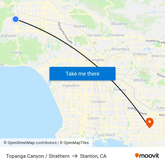 Topanga Canyon / Strathern to Stanton, CA map