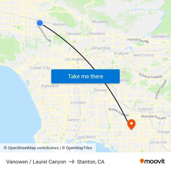 Vanowen / Laurel Canyon to Stanton, CA map