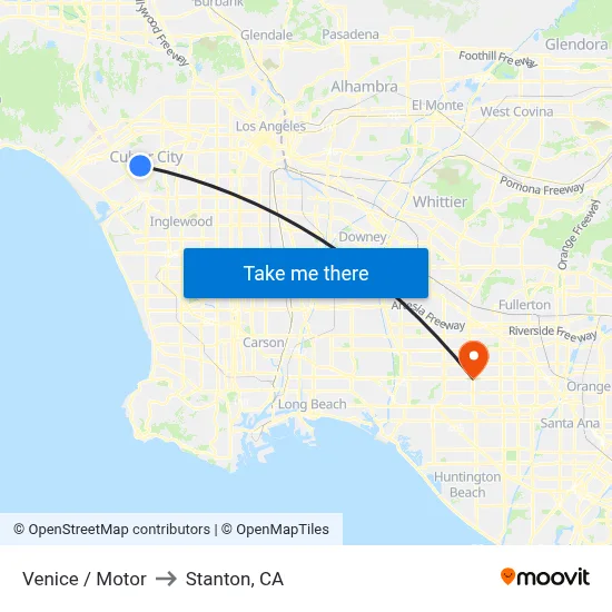 Venice / Motor to Stanton, CA map