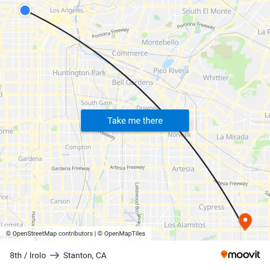 8th / Irolo to Stanton, CA map