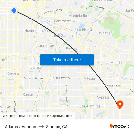 Adams / Vermont to Stanton, CA map
