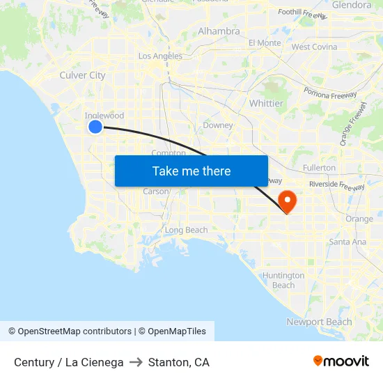 Century / La Cienega to Stanton, CA map