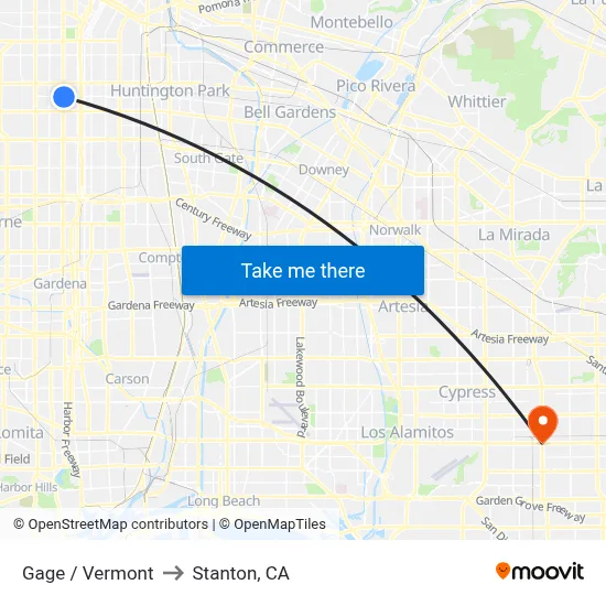 Gage / Vermont to Stanton, CA map
