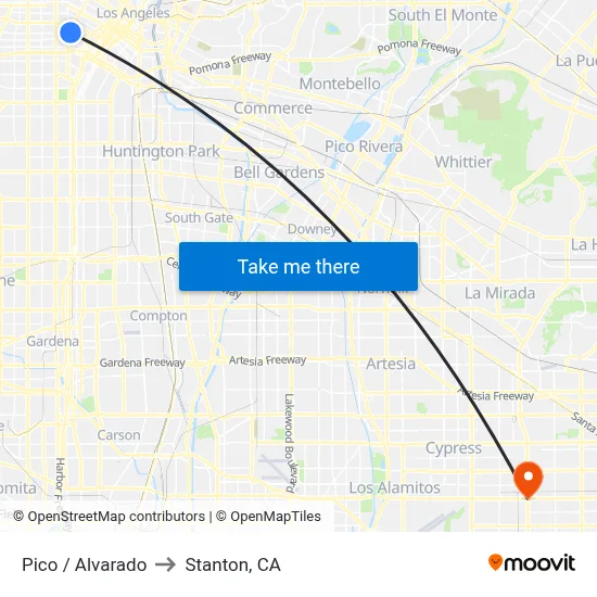 Pico / Alvarado to Stanton, CA map