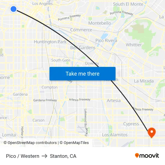 Pico / Western to Stanton, CA map