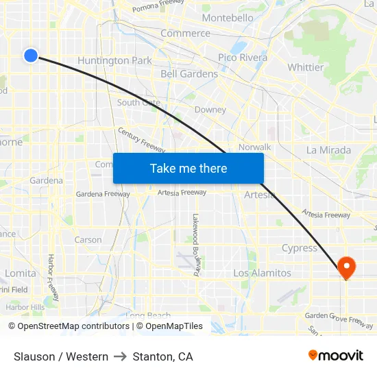 Slauson / Western to Stanton, CA map