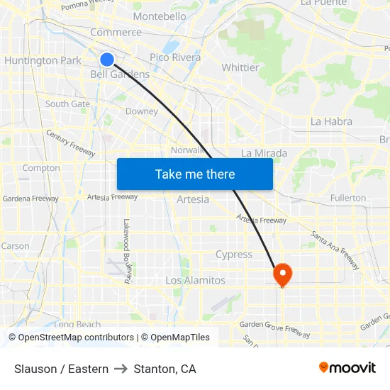 Slauson / Eastern to Stanton, CA map