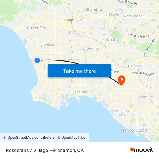 Rosecrans / Village to Stanton, CA map