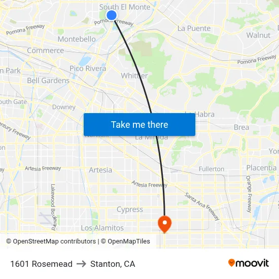1601 Rosemead to Stanton, CA map
