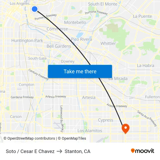 Soto / Cesar E Chavez to Stanton, CA map