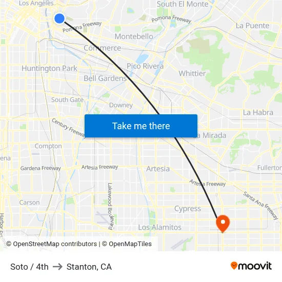 Soto / 4th to Stanton, CA map