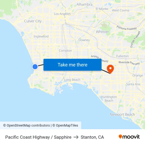 Pacific Coast Highway / Sapphire to Stanton, CA map