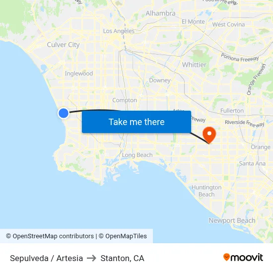 Sepulveda / Artesia to Stanton, CA map