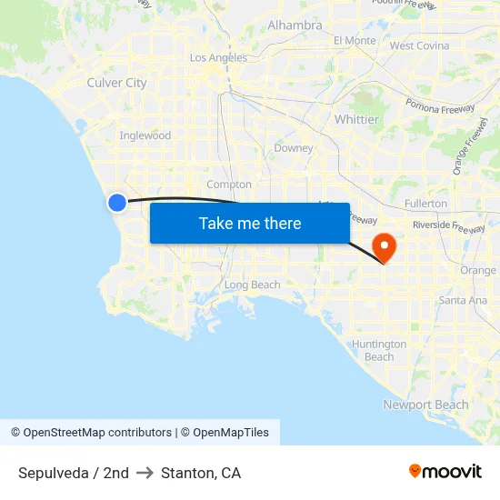 Sepulveda / 2nd to Stanton, CA map