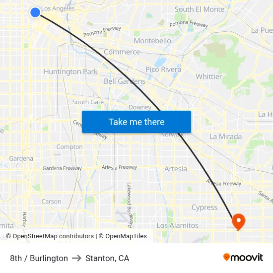 8th / Burlington to Stanton, CA map