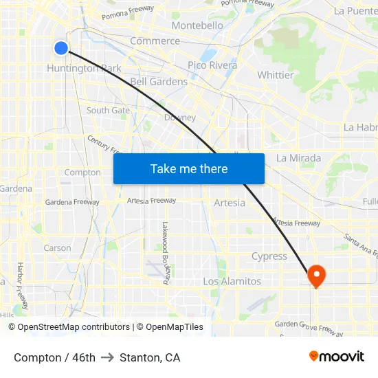Compton / 46th to Stanton, CA map