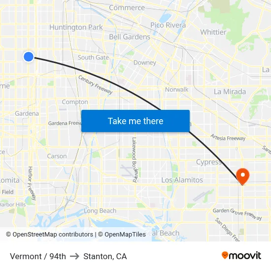 Vermont / 94th to Stanton, CA map