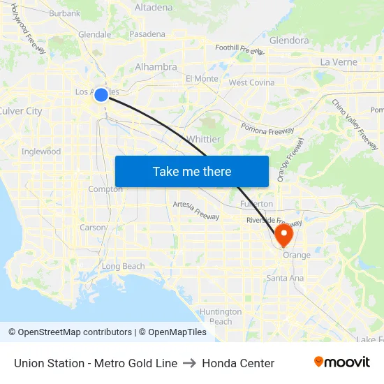 Union Station - Metro Gold Line to Honda Center map