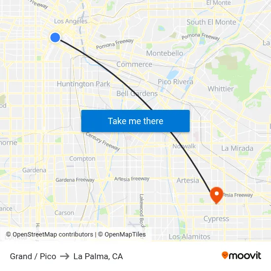 Grand / Pico to La Palma, CA map