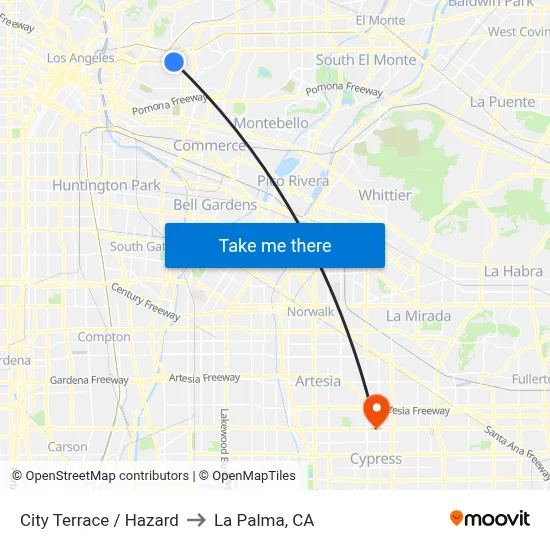 City Terrace / Hazard to La Palma, CA map