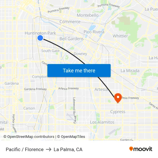 Pacific / Florence to La Palma, CA map