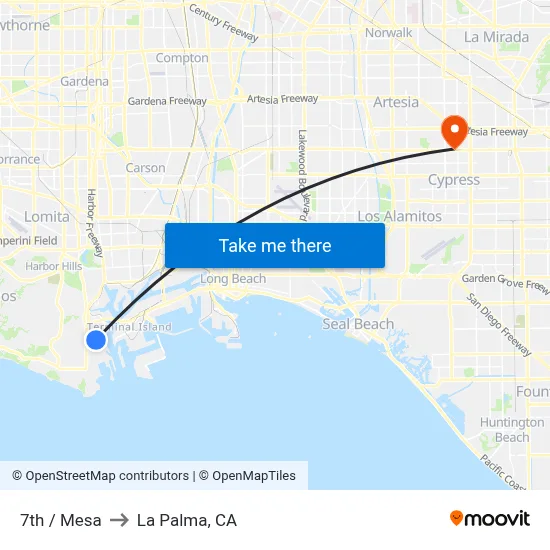 7th / Mesa to La Palma, CA map