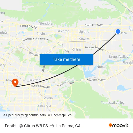 Foothill @ Citrus WB FS to La Palma, CA map