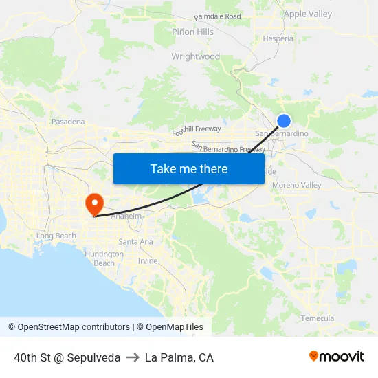 40th St @ Sepulveda to La Palma, CA map