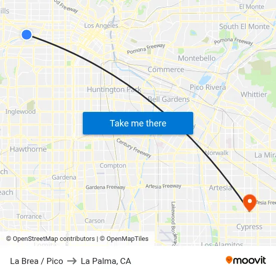 La Brea / Pico to La Palma, CA map