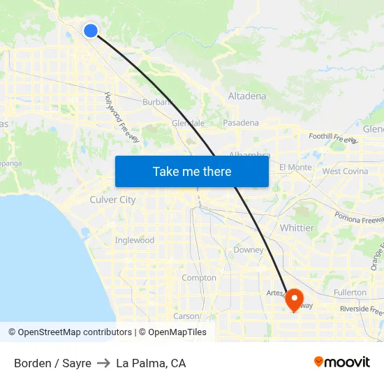 Borden / Sayre to La Palma, CA map