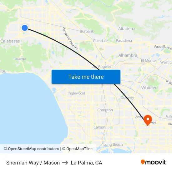 Sherman Way / Mason to La Palma, CA map