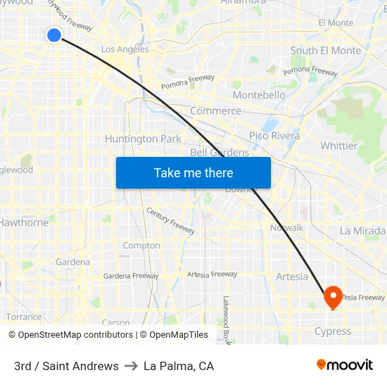 3rd / Saint Andrews to La Palma, CA map