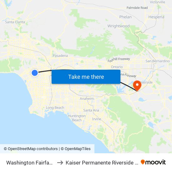 Washington Fairfax Hub to Kaiser Permanente Riverside Bldg 3 map