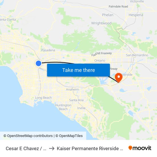 Cesar E Chavez / Alameda to Kaiser Permanente Riverside Medical Center map