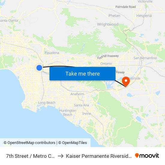 7th Street / Metro Center Station to Kaiser Permanente Riverside Medical Center map