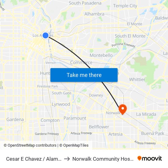 Cesar E Chavez / Alameda to Norwalk Community Hospital map